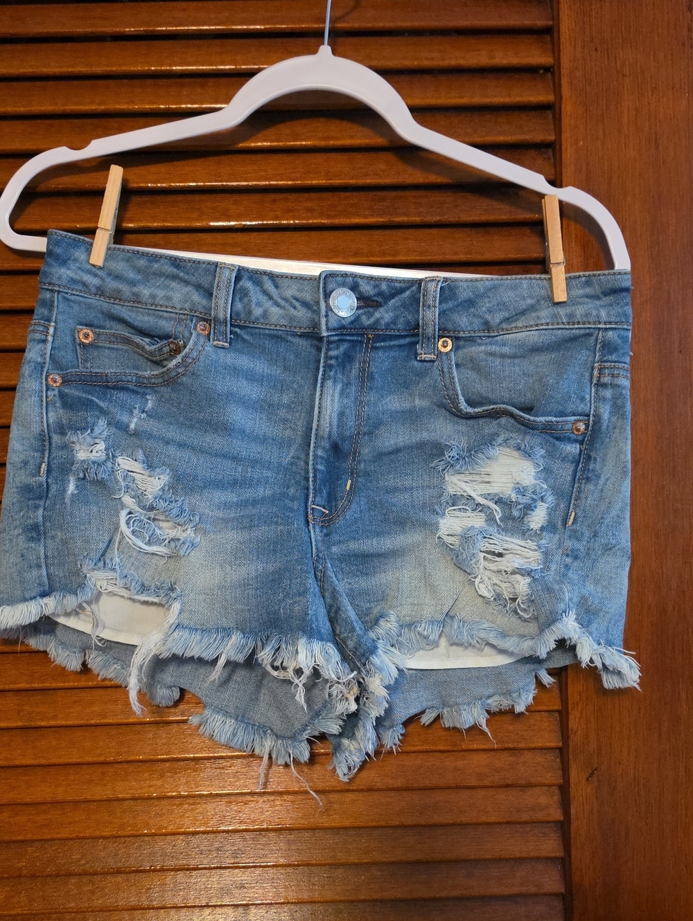 American Eagle Outfitters Light Blue Distressed Denim Cutoff Shorts